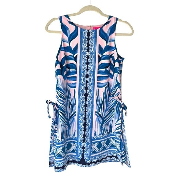 The Lilly Pulitzer Donna Romper Palm Print Pink Tropics Tint Heat Wave Size 00 - Picture 3 of 10